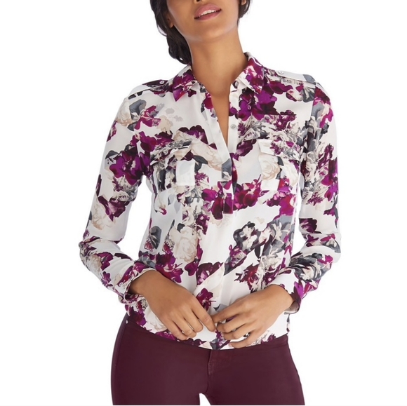 White House Black Market Tops - WHBM Silk Floral Blouse size 0